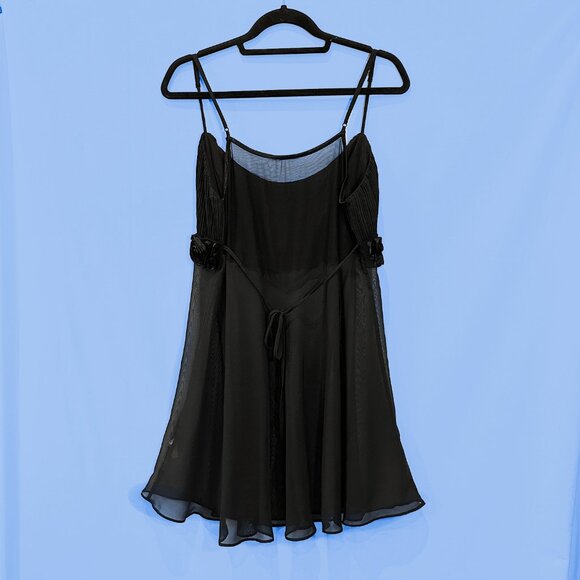 Black Rosette Slip Dress - Picture 2 of 5